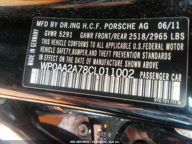 2012 PORSCHE PANAMERA WP0AA2A78CL011002 Photo 8