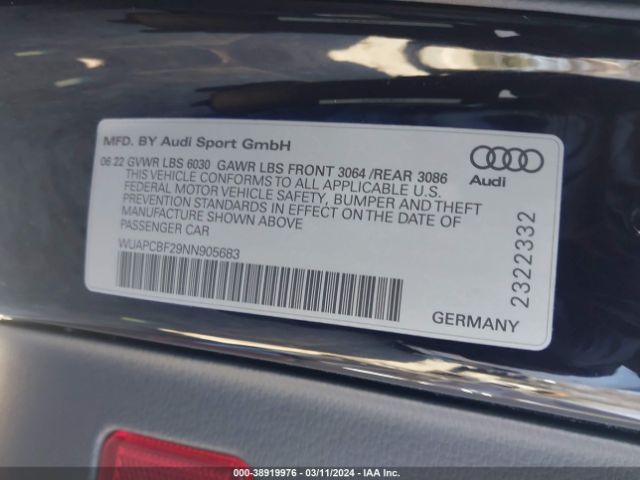 2022 AUDI RS 7 SPORTBACK WUAPCBF29NN905683 Photo 8