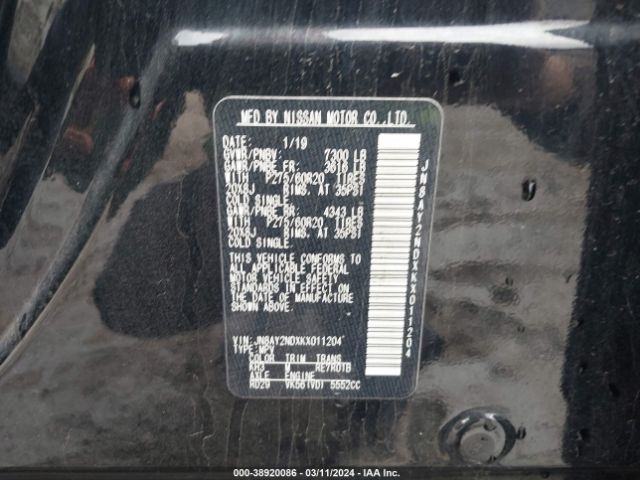 JN8AY2NDXKX011204 Nissan Armada Sl