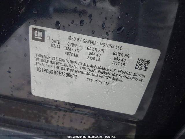 Chevrolet Cruze 1lt Auto 2014 1G1PC5SB0E7308682 Image 9