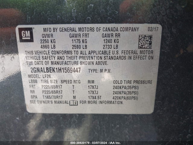 Chevrolet EQUINOX LS 2017 2GNALBEK1H1569447 Image 9