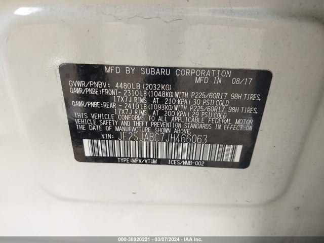 Subaru Forester 2.5i 2018 JF2SJABC7JH466063 Image 9