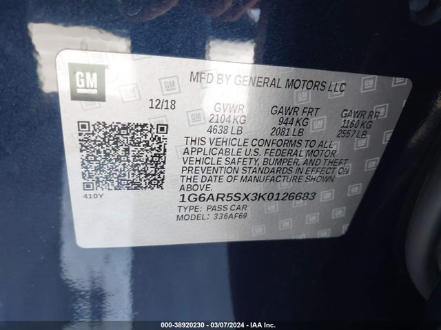 Cadillac CTS LUXURY 2019 1G6AR5SX3K0126683 Image 9