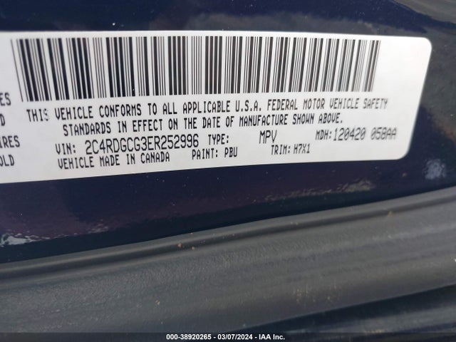 Dodge Grand Caravan Sxt 2014 2C4RDGCG3ER252996 Image 9