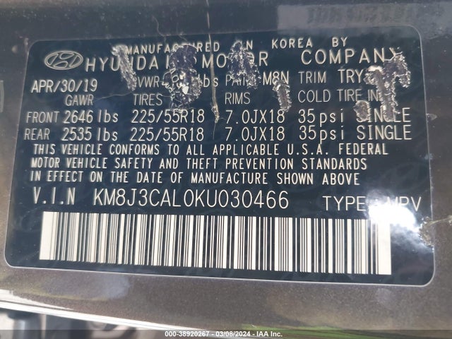 Hyundai Tucson Ultimate 2019 KM8J3CAL0KU030466 Image 9