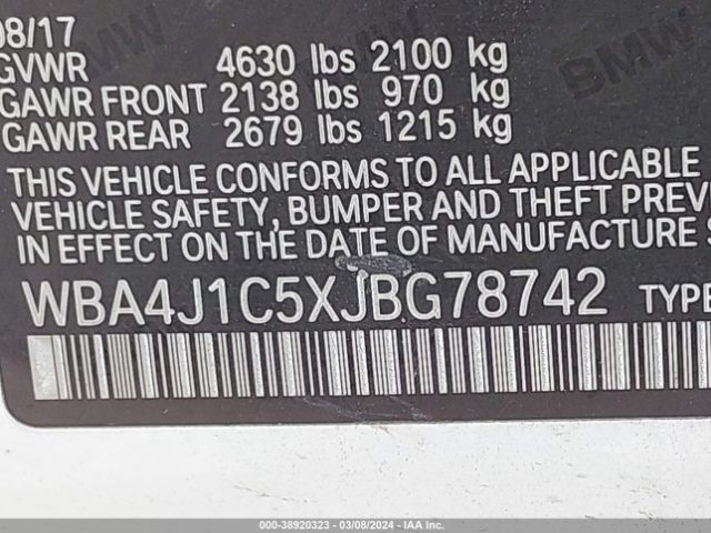 WBA4J1C5XJBG78742 BMW 430i Gran Coupe