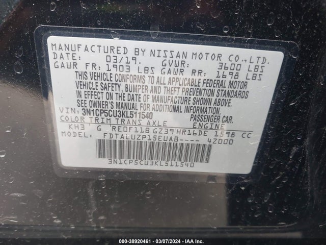 Nissan KICKS SR 2019 3N1CP5CU3KL511540 Image 9