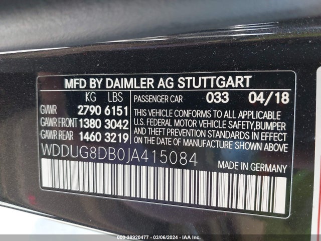 Mercedes-Benz S 560 2018 WDDUG8DB0JA415084 Image 9