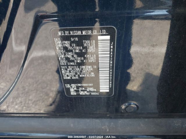 JN8AY2ND1H9001867 Nissan ARMADA SV