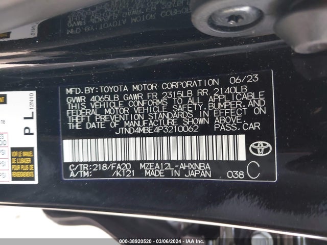 Toyota COROLLA SE 2023 JTND4MBE4P3210062 Image 9