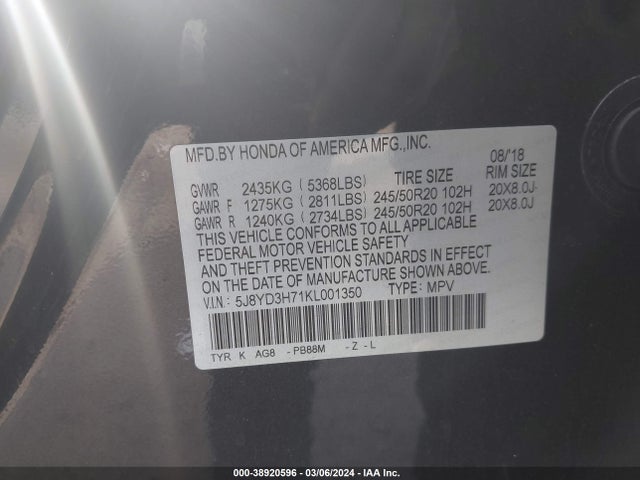 Acura Mdx Tech   Entertainment Pkgs 2019 5J8YD3H71KL001350 Image 9