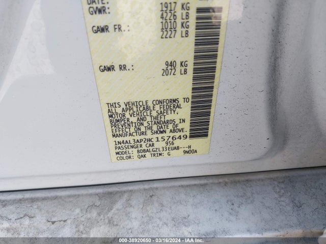 Nissan Altima 2.5 S 2017 1N4AL3AP2HC157649 Image 9