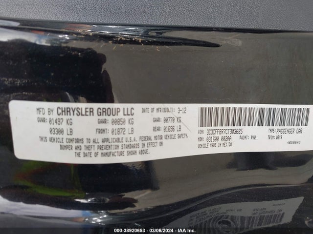 2012 FIAT 500 3C3CFFBR7CT303685 Photo 8