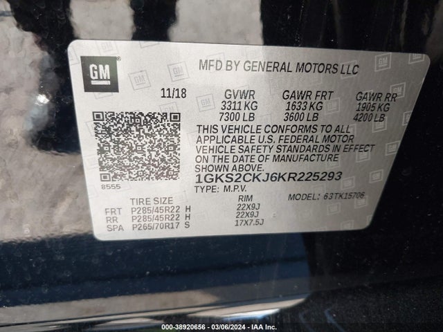 GMC YUKON DENALI 2019 1GKS2CKJ6KR225293 Image 9
