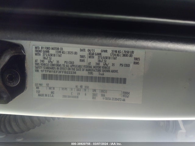 Ford F-150 Xlt 2015 1FTFW1EF3FFB22238 Image 9