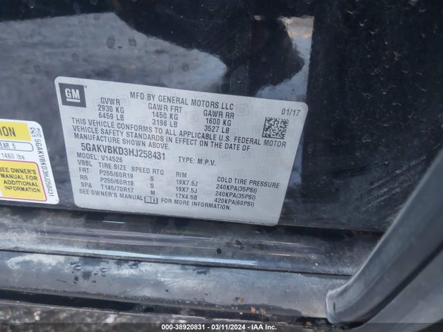 Buick Enclave Leather 2017 5GAKVBKD3HJ258431 Image 9