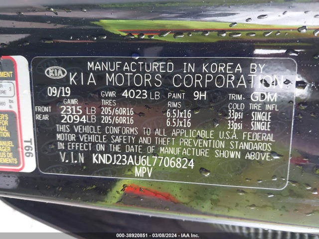 KIA SOUL LX 2020 KNDJ23AU6L7706824 Image 9