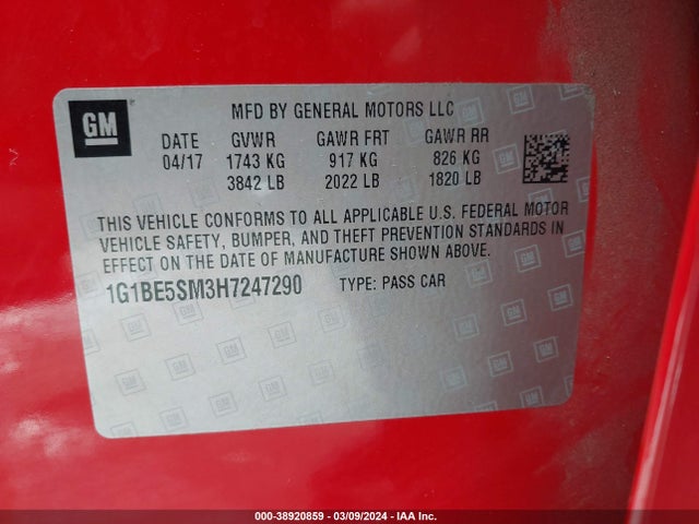 Chevrolet Cruze Lt Auto 2017 1G1BE5SM3H7247290 Image 9