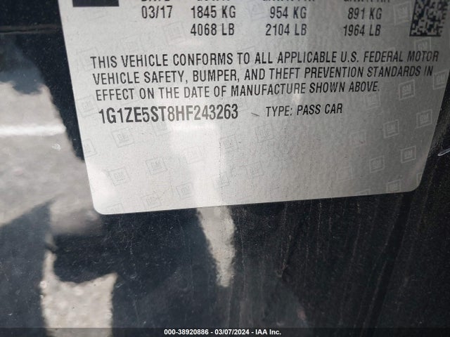 Chevrolet MALIBU 1LT 2017 1G1ZE5ST8HF243263 Image 9