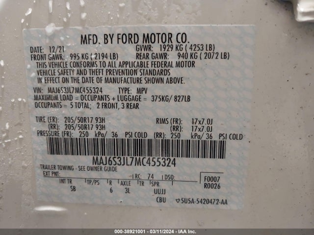 Ford Ecosport Ses 2021 MAJ6S3JL7MC455324 Image 9