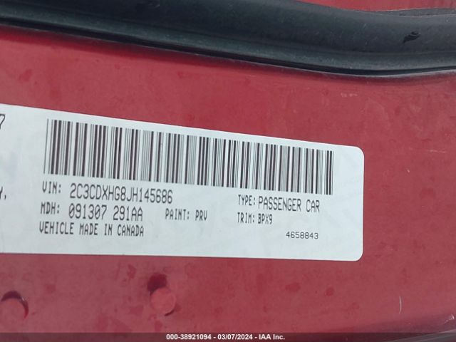 2C3CDXHG8JH145686 Dodge Charger Sxt Plus Rwd