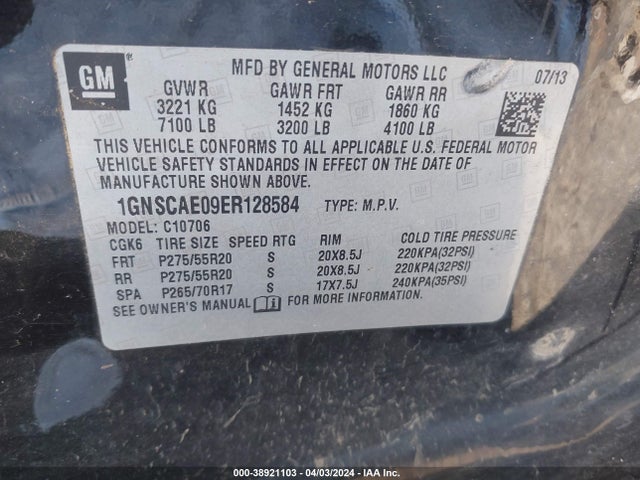 Chevrolet Tahoe Ls 2014 1GNSCAE09ER128584 Image 9