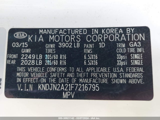 KIA Soul 2015 KNDJN2A21F7216795 Image 9