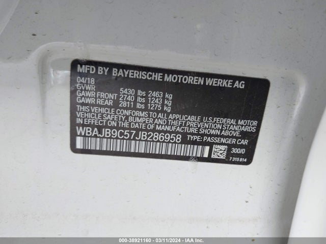 BMW M550i Xdrive 2018 WBAJB9C57JB286958 Image 9