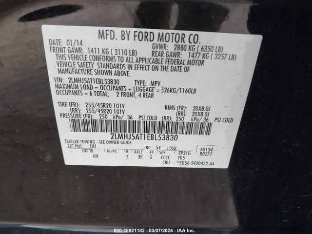 Lincoln Mkt Ecoboost 2014 2LMHJ5AT1EBL53830 Image 9