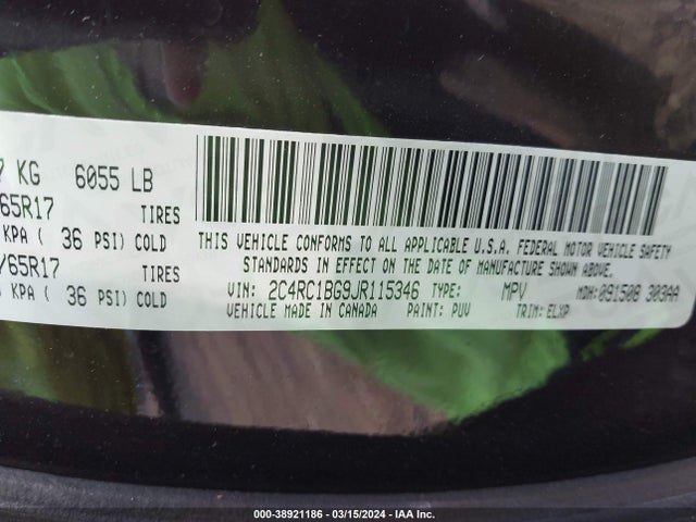 Chrysler Pacifica Touring L 2018 2C4RC1BG9JR115346 Image 9
