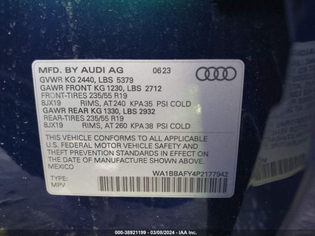 WA1BBAFY4P2177942 Audi Q5 Premium Plus 40 Tfsi Quattro S Tronic