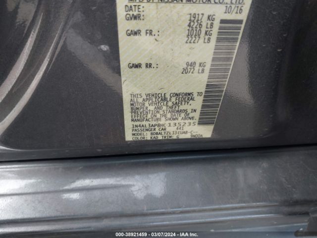 1N4AL3AP8HC135235 Nissan Altima 2.5 Sl