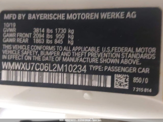 2020 MINI HARDTOP WMWXU7C06L2M10234 Photo 8