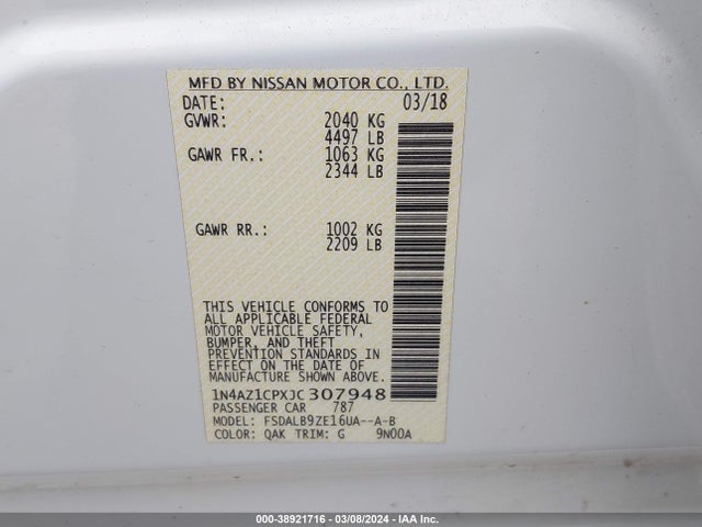 Nissan LEAF S 2018 1N4AZ1CPXJC307948 Image 9