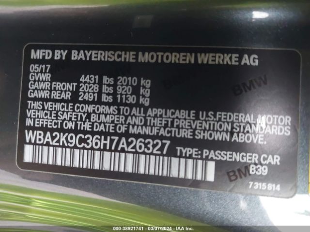 WBA2K9C36H7A26327 BMW 230I