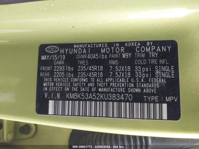 Hyundai Kona Ultimate 2019 KM8K53A52KU383470 Image 9