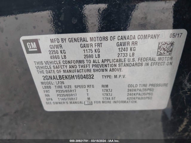 Chevrolet EQUINOX LS 2017 2GNALBEK6H1604032 Image 9