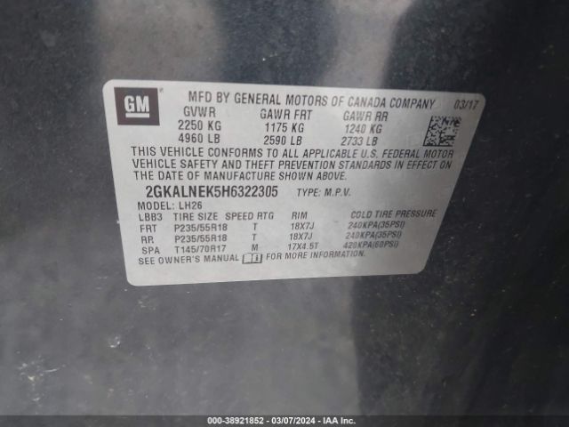 2GKALNEK5H6322305 GMC Terrain Sle-2