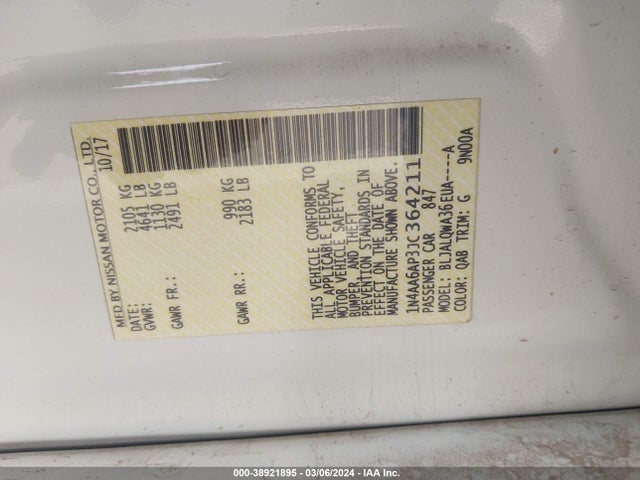 Nissan Maxima 3.5 S 2018 1N4AA6AP3JC364211 Image 9
