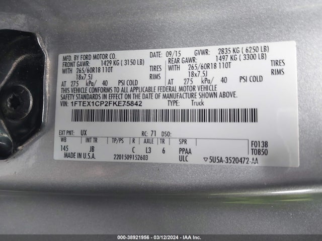 Ford F-150 Xlt 2015 1FTEX1CP2FKE75842 Image 9
