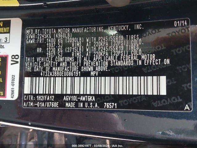 Toyota VENZA LE 2014 4T3ZA3BB0EU086191 Image 9