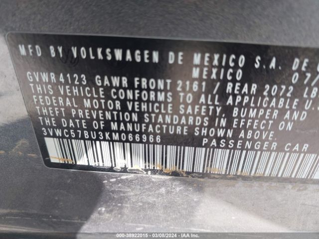 3VWC57BU3KM066966 Volkswagen Jetta 1.4t R-line/1.4t S/1.4t Se