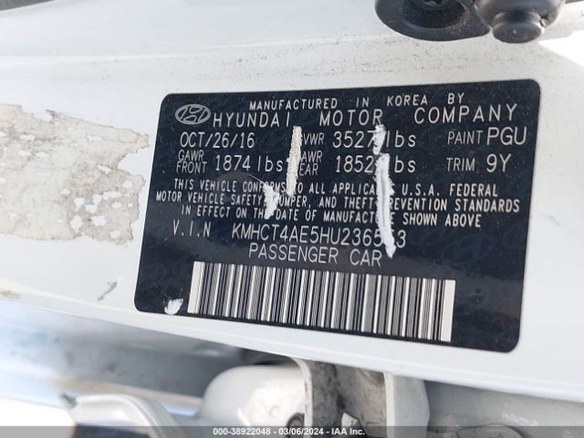 KMHCT4AE5HU236553 Hyundai ACCENT SE