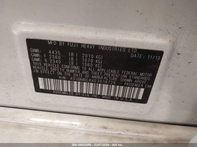 4S3BMBC6XE3018729 Subaru Legacy 2.5i Premium
