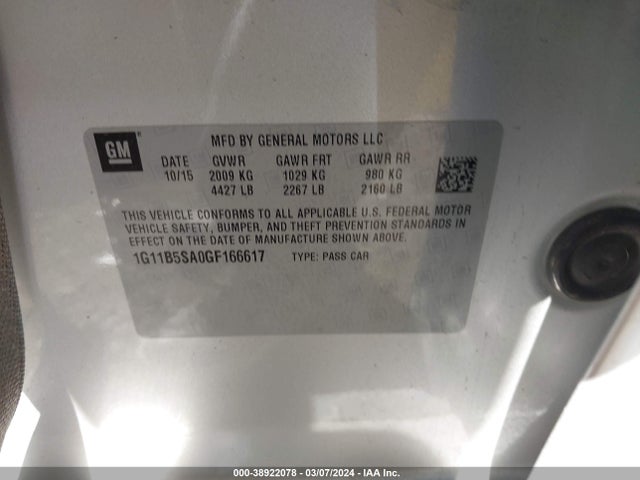 Chevrolet Malibu Limited Ls 2016 1G11B5SA0GF166617 Image 9