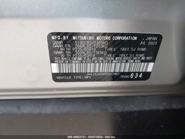 JA4J3UA89RZ007961 Mitsubishi Outlander Es 2.5 2wd