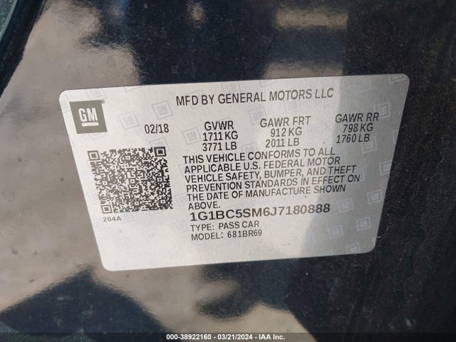 Chevrolet Cruze Ls Auto 2018 1G1BC5SM6J7180888 Image 9