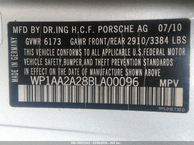 2011 PORSCHE CAYENNE WP1AA2A28BLA00096 Photo 8