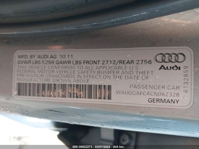 2012 AUDI A6 WAUGGAFC4CN062328 Photo 8