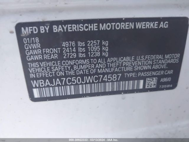 WBAJA7C50JWC74587 BMW 530i Xdrive
